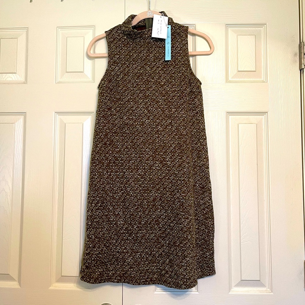 Olive turtle neck sleeveless dress NWT